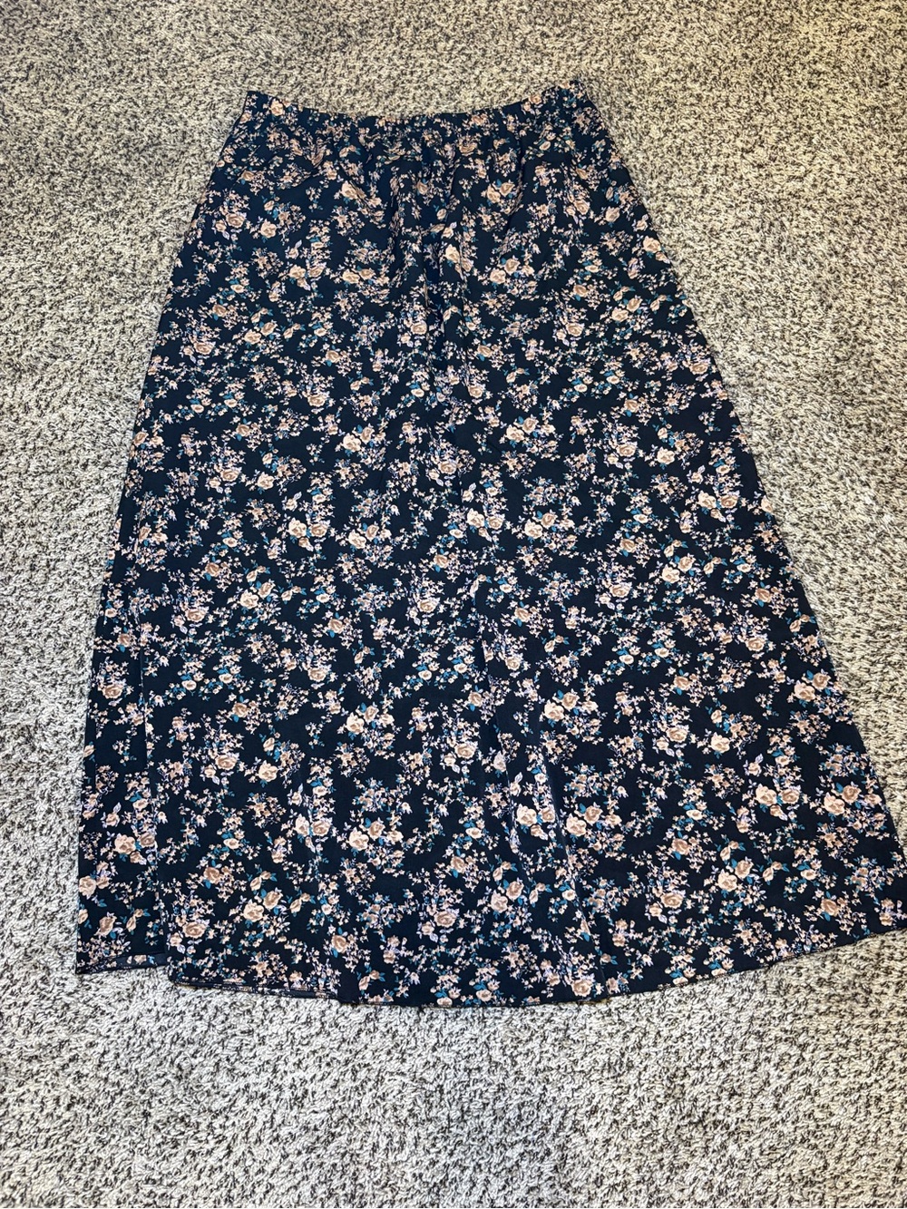 Black Floral Midi Skirt - Comfortable Everyday Style